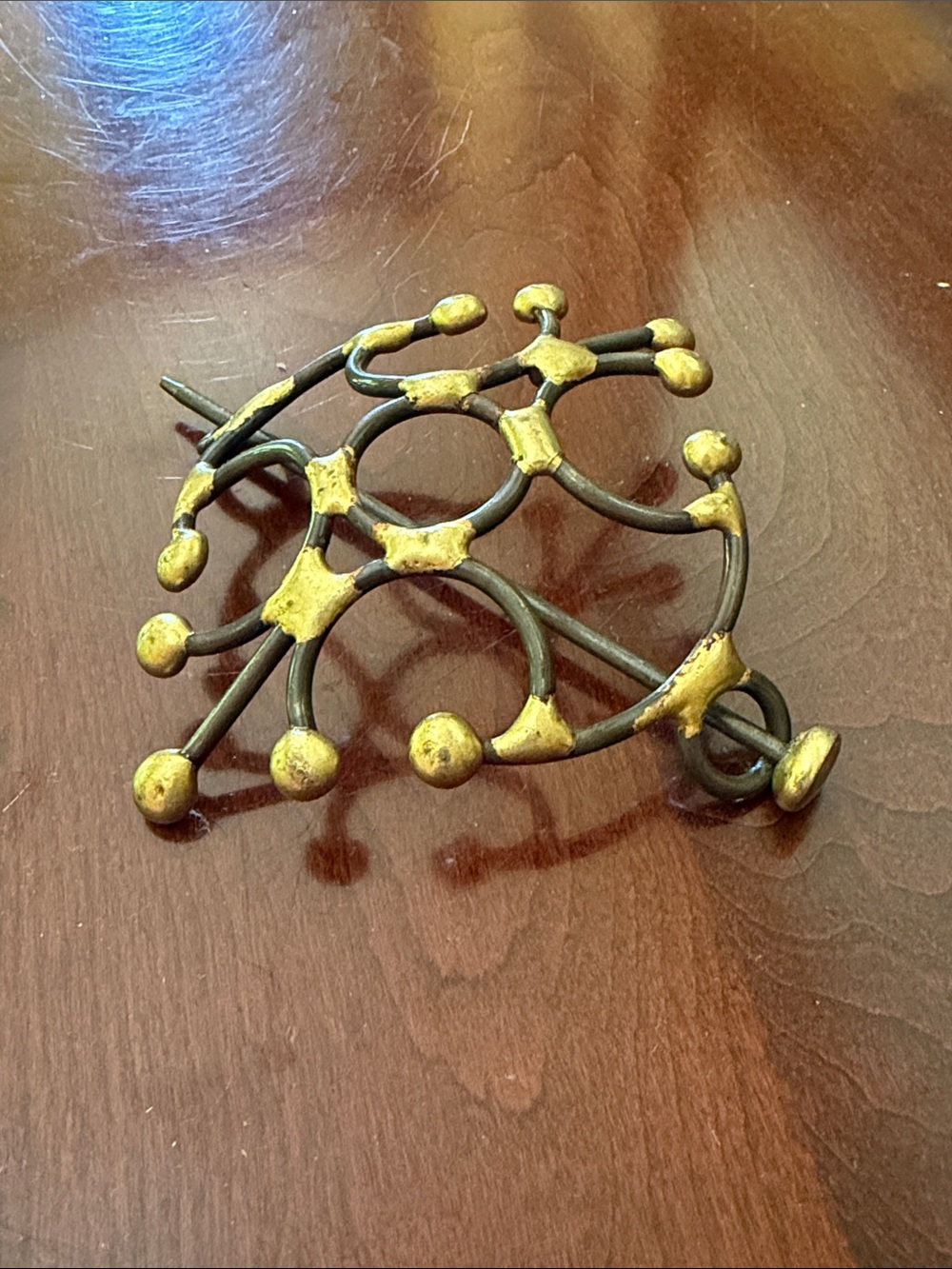 Vintage Hair Bun Cage or Cover Mid-Century Modern Antique Gold and Black